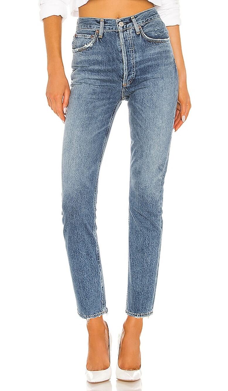 Agolde Vintage Blue Riley High Rise Straight Crop Denim Jeans Size 24